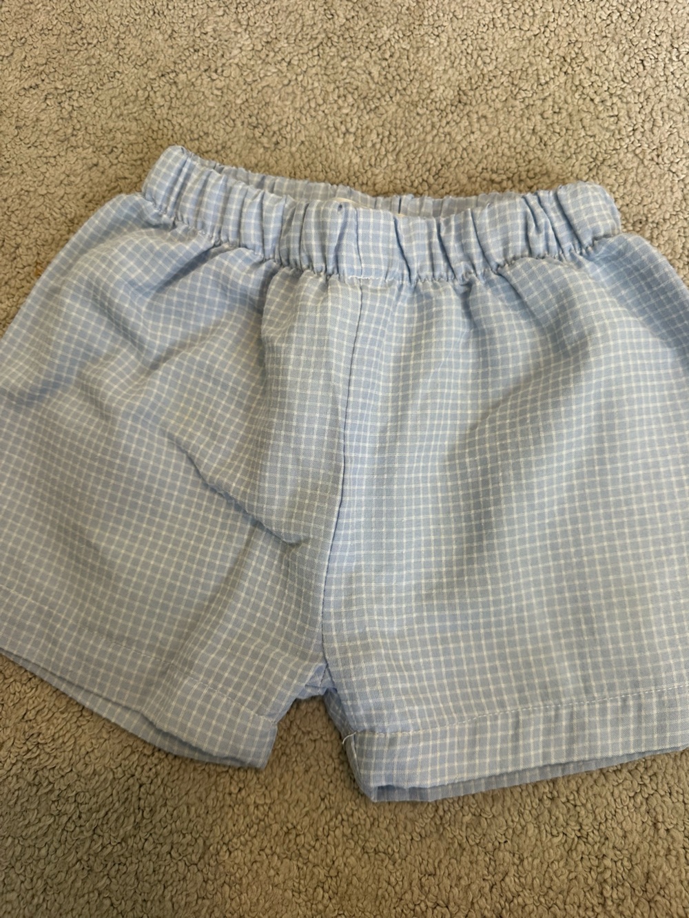 Light Blue Windowpane Elastic-Waist Kids Shorts